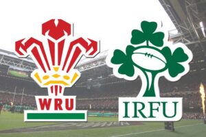 Ireland versus Wales team emblems
