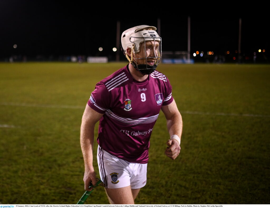 19 January 2022; Cian Lynch of NUIG after the Electric Ireland Higher Education GAA Fitzgibbon Cup Round 1 match between University College Dublin and National University of Ireland Galway at UCD Billings Park in Dublin. Photo by Stephen McCarthy/Sportsfile
